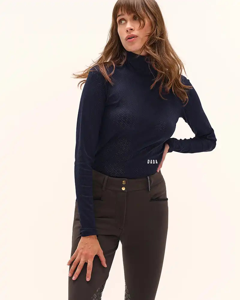 Calder - T-Shirt technique perforé d'équitation col montant