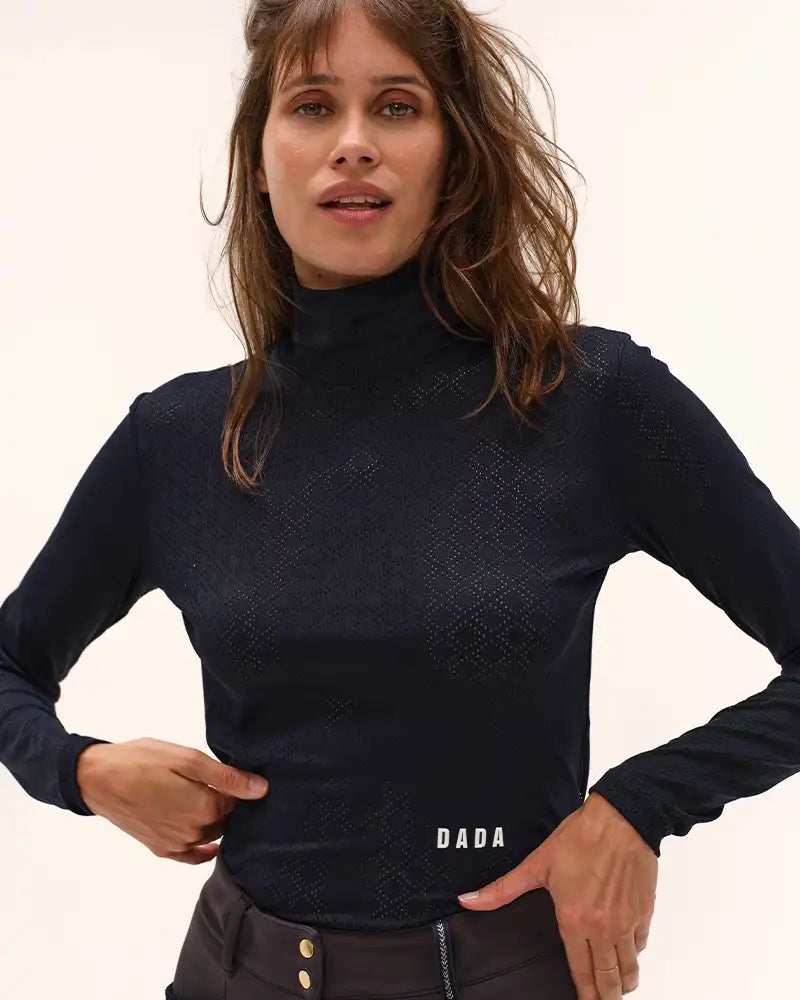 Calder - T-Shirt technique perforé d'équitation col montant