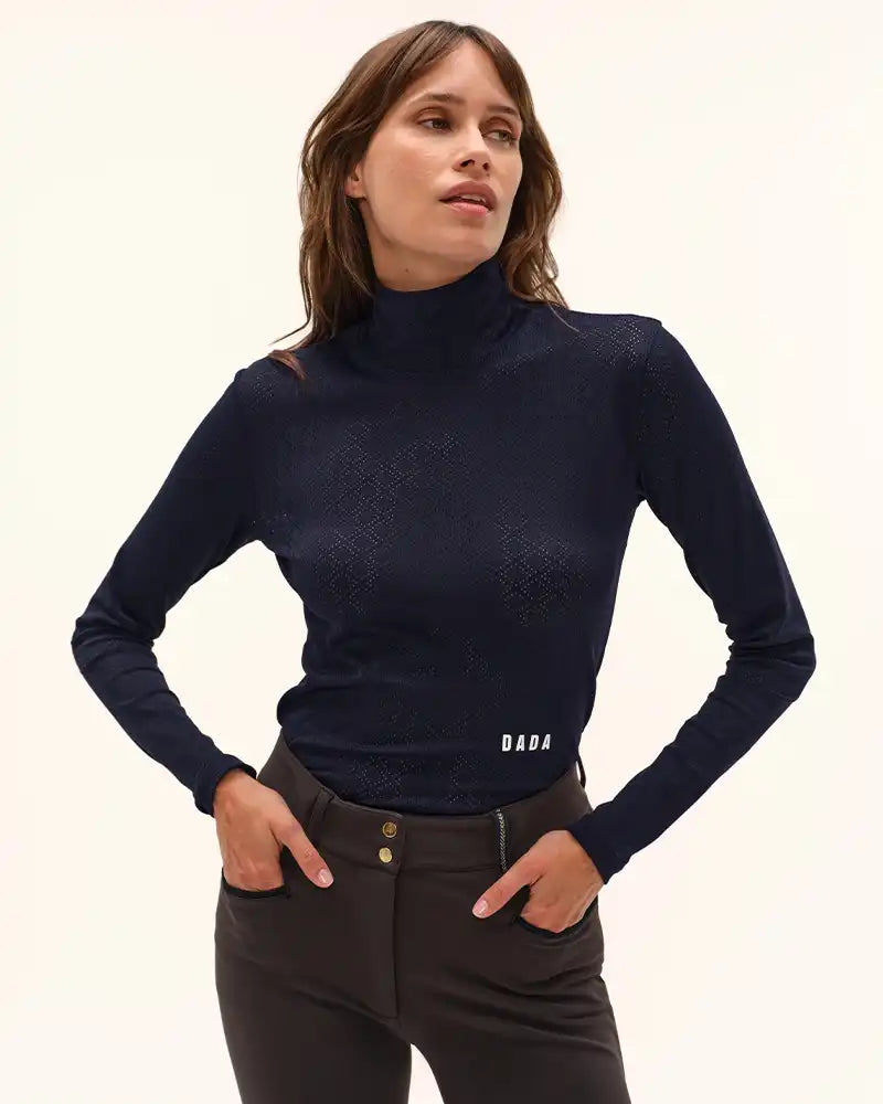 Calder - T-Shirt technique perforé d'équitation col montant